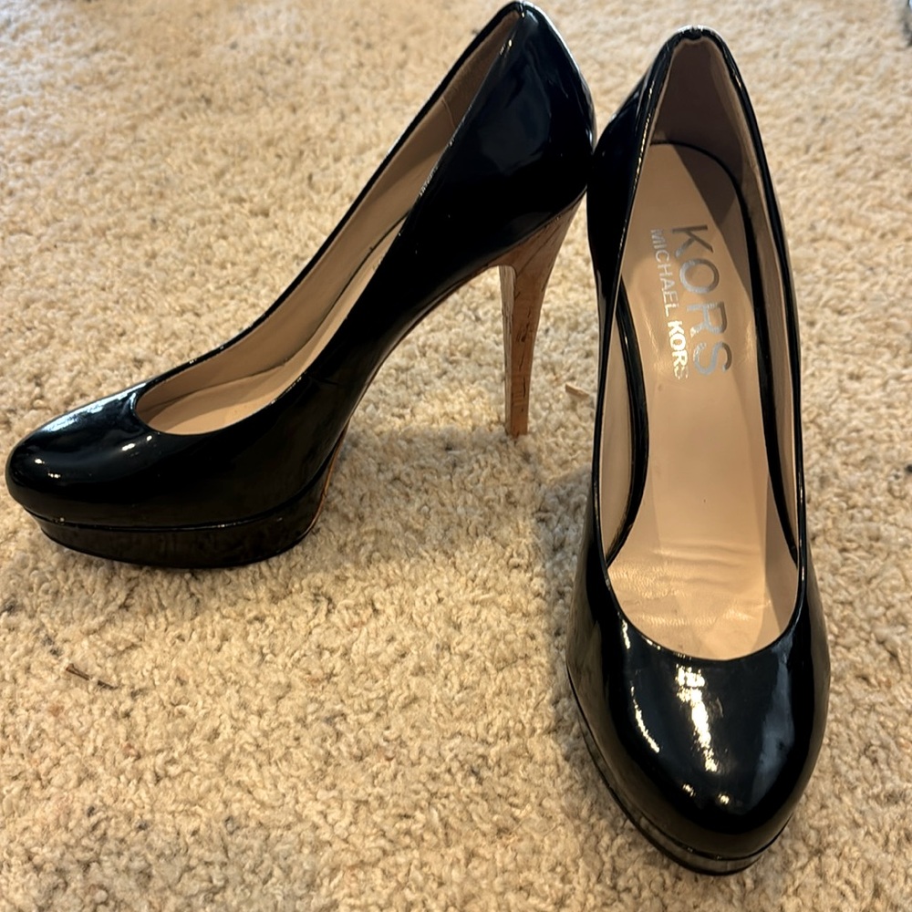 Michael Kors patent leather, cork heels, size 8.5